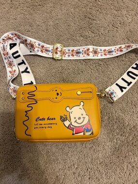 Cute Bear Yellow Kids Crossbody Bag with Adjustable Strap